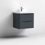 600mm Wall Hung 2 Drawer Vanity & Ceramic Basin - Image 3