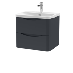 600mm Wall Hung 2 Drawer Vanity & Thin Edge Ceramic Basin - Image 3