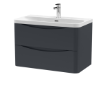 800mm Wall Hung 2 Drawer Vanity & Thin Edge Ceramic Basin - Image 3