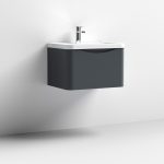 600mm Wall Hung 1 Drawer Vanity & Ceramic Basin - Image 3
