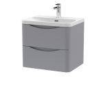 600mm Wall Hung 2 Drawer Vanity & Thin Edge Ceramic Basin - Image 2