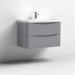 800mm Wall Hung 2 Drawer Vanity & Ceramic Basin - Image 2