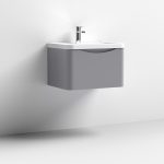 600mm Wall Hung 1 Drawer Vanity & Polymarble Basin - Image 2