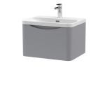 600mm Wall Hung 1 Drawer Vanity & Thin Edge Ceramic Basin - Image 2