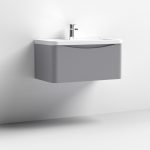 800mm Wall Hung 1 Drawer Vanity & Ceramic Basin - Image 2