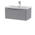 800mm Wall Hung 1 Drawer Vanity & Thin Edge Ceramic Basin - Image 2