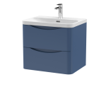 600mm Wall Hung 2 Drawer Vanity & Thin Edge Ceramic Basin - Image 4