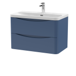 800mm Wall Hung 2 Drawer Vanity & Thin Edge Ceramic Basin - Image 4