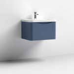 600mm Wall Hung 1 Drawer Vanity & Ceramic Basin - Image 4
