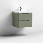 600mm Wall Hung 2 Drawer Vanity & Polymarble Basin - Image 5