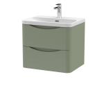 600mm Wall Hung 2 Drawer Vanity & Thin Edge Ceramic Basin - Image 5
