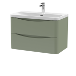 800mm Wall Hung 2 Drawer Vanity & Thin Edge Ceramic Basin - Image 5