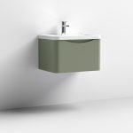 600mm Wall Hung 1 Drawer Vanity & Polymarble Basin - Image 5