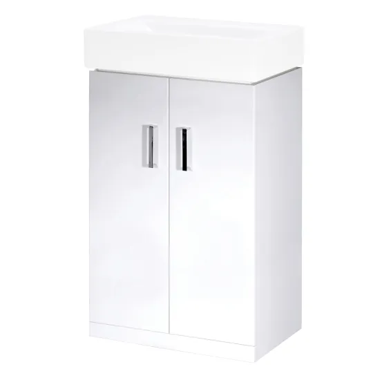 450mm Floor Standing 2 Door Vanity Unit Gloss White