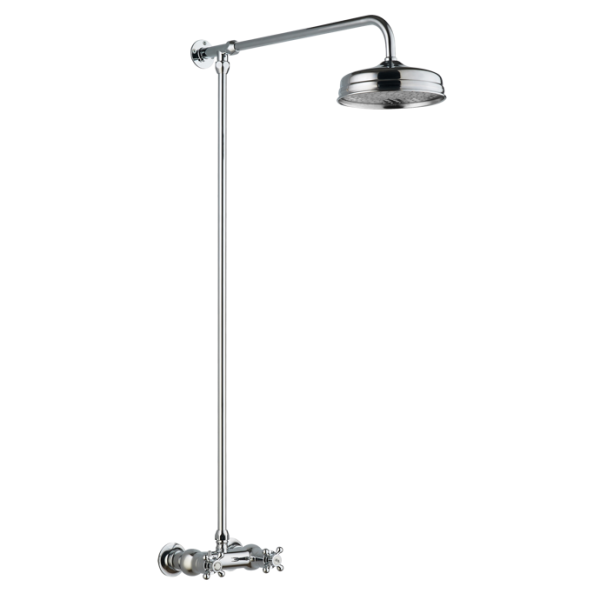 Traditional Thermostatic Shower Valve & Rigid Riser Kit Top Outlet Without Diverter
