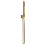 Square Brushed Brass    Shower Handset with Outlet Elbow, Parking Bracket & Flex