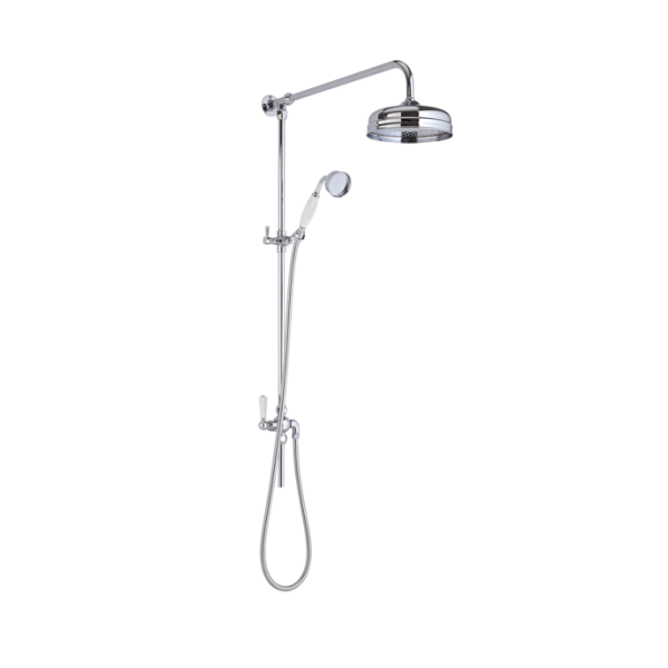 Victorian Grand Rigid Riser Kit White Ceramic With Diverter