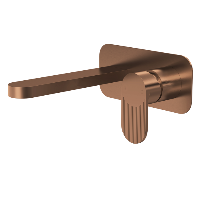 BIN1528F-nuie-web.png Cyprus Brushed bronze 2TH Basin Mixer Wall Mounted, With Plate - Image 1