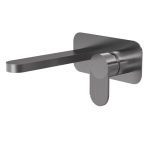 Cyprus Brushed Pewter 2TH Basin Mixer Wall Mounted, With Plate