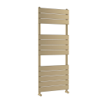 Piazza Brushed Brass Towel Rail 12 Flat Panels H1213 x W500mm - 1911 Btu/Hr