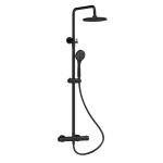 Matt Black Round Thermostatic Bar Shower With Telescopic Kit & 3 Function Handset