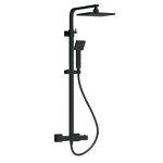 Matt Black Square Thermostatic Bar Shower With Telescopic Kit