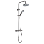Brushed Pewter Round Thermostatic Bar Shower With Telescopic Kit & 3 Function Handset