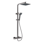 Brushed Pewter Square Thermostatic Bar Shower With Telescopic Kit