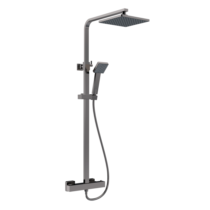 JTY786-nuie-web.png Brushed Pewter Square Thermostatic Bar Shower With Telescopic Kit - Image 1