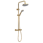 Brushed Brass Round Thermostatic Bar Shower With Telescopic Kit & 3 Function Handset