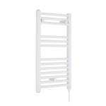 Electric Heated Gloss White Towel Rail With Round Bars, 13 Rails,