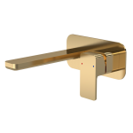 Windon Brushed Brass 2TH Basin Mixer Wall Mounted With Plate