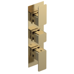 Windon Brushed Brass Triple Thermostatic Shower Valve-2 outlet