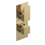 Windon Brushed Brass Twin Thermostatic Shower Valve With Diverter-2 outlet