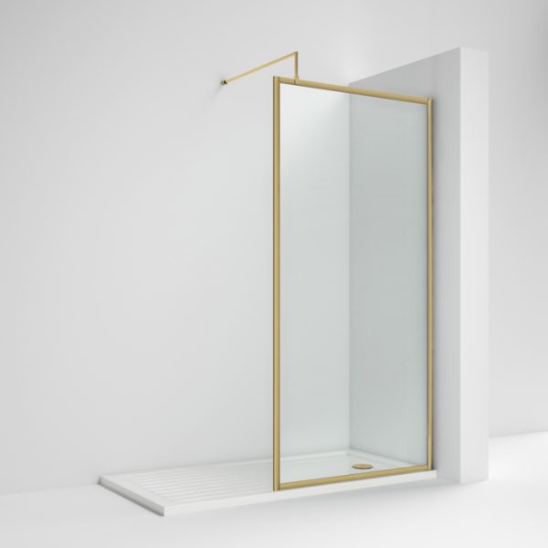 1200mm Brushed Brass Full Outer Frame Wetroom Screen