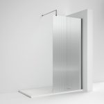 800mm Wetroom fluted Screen Brushed Pewter
