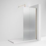 800mm Wetroom fluted Screen Brushed Brass