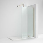 1100mm Wetroom Screen Brushed Brass