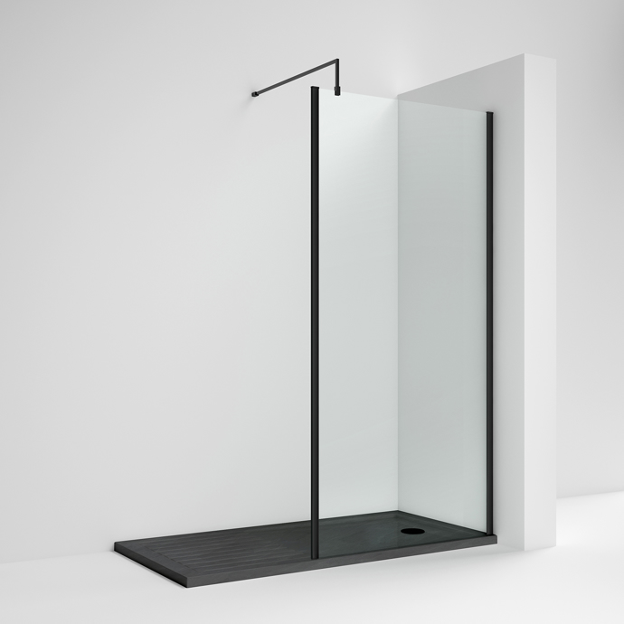 WRSCOBP70-ws-nuie_web.jpg 1400mm Black Outer Frame Wetroom Screen - Image 1