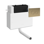 Dual Flush Universal Access Concealed Cistern with Pneumatic Fittings & Polystyrene Shroud with Dual Flush Button-Brushed Brass
