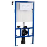 Mid-Height Dual Flush Concealed WC Cistern with Wall Hung Frame, Flush Plate with Round Buttons-White