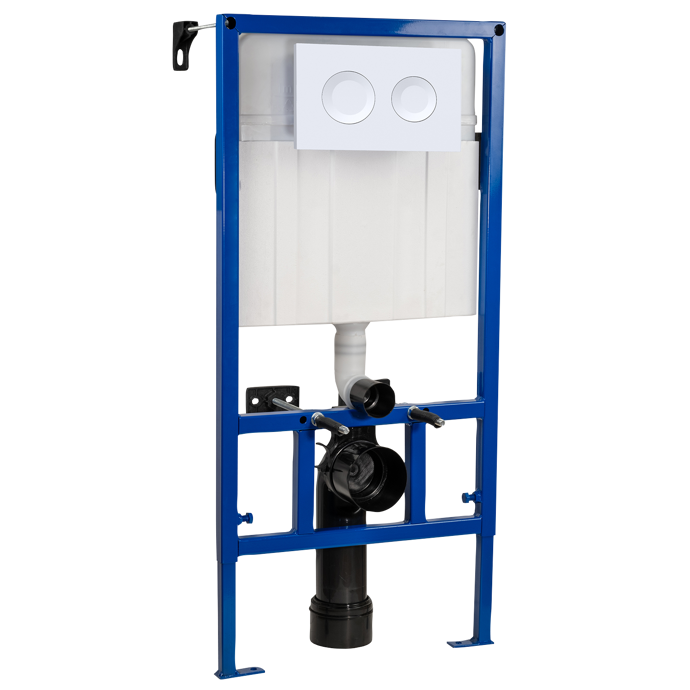 XTY107R-nuie-web.png Mid-Height Dual Flush Concealed WC Cistern with Wall Hung Frame, Flush Plate with Round Buttons-White - Image 1
