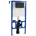 Mid-Height Dual Flush Concealed WC Cistern with Wall Hung Frame, Flush Plate with Round Buttons-Black