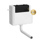 Dual Flush Concealed WC Cistern, Side Inlet, With Traditional Brushed Brass Button