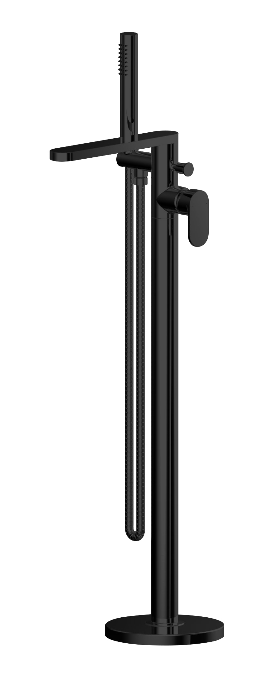 bin421_taps_v1_co1.jpg Binsey Matt Black Bath Shower Mixer Freestanding With Kit - Image 1