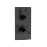 Aztec Matt Black Twin Thermostatic Shower Valve With Diverter-2 Outlet