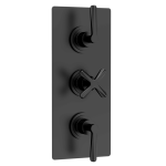 Aztec Matt Black Triple Thermostatic Shower Valve-2 Outlet