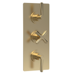 Aztec Brushed Brass Triple Thermostatic Shower Valve With Diverter-3 Outlet