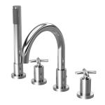 Aztec Chrome 4 Tap Hole Bath Shower Mixer With Swivel Spout & Kit