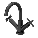 Aztec Matt Black  Mono Basin Mixer  With Swivel Spout & Waste